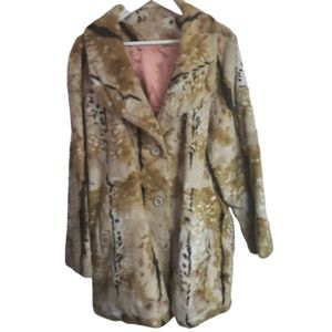 Vintage faux fur multi-color 3/4 coat jacket